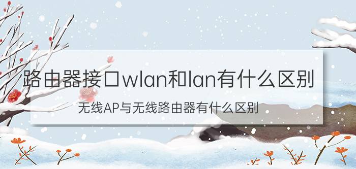 路由器接口wlan和lan有什么区别 无线AP与无线路由器有什么区别?有知道的吗？